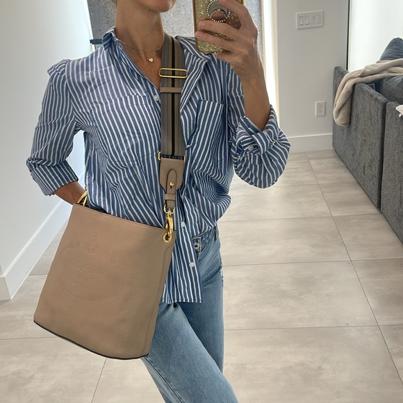 Prada Vitello phenix cammeo leather stripe strap bucket bag crossbody purse š¤ - Picture 16 of 16